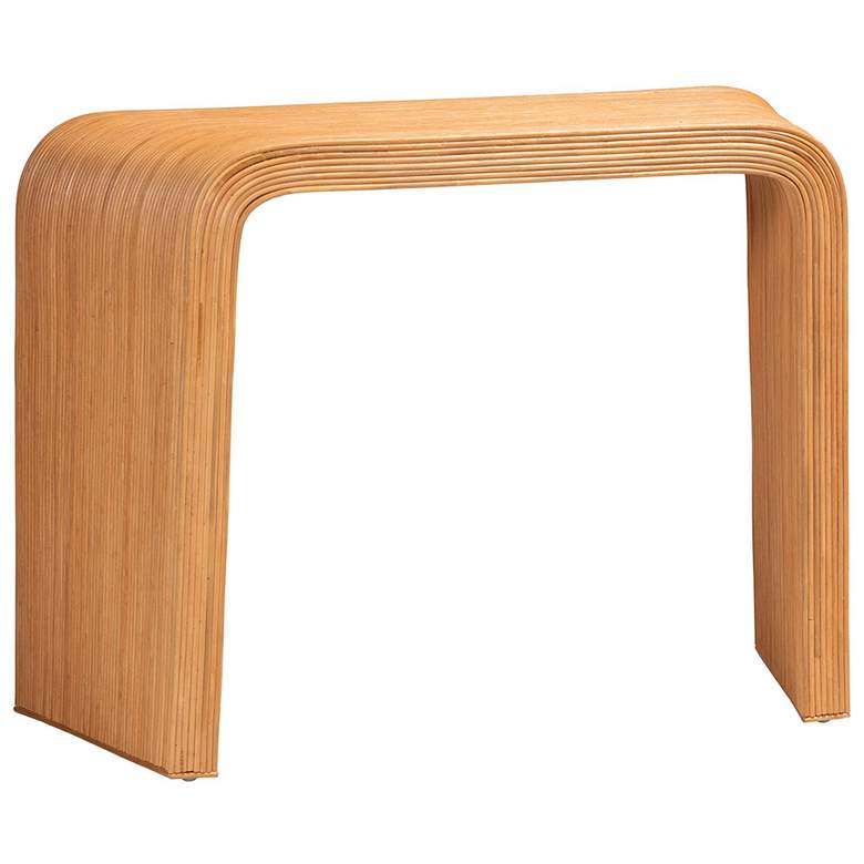 Image 1 bali & pari Eilis Bohemian Fluted Rattan Waterfall Console Table