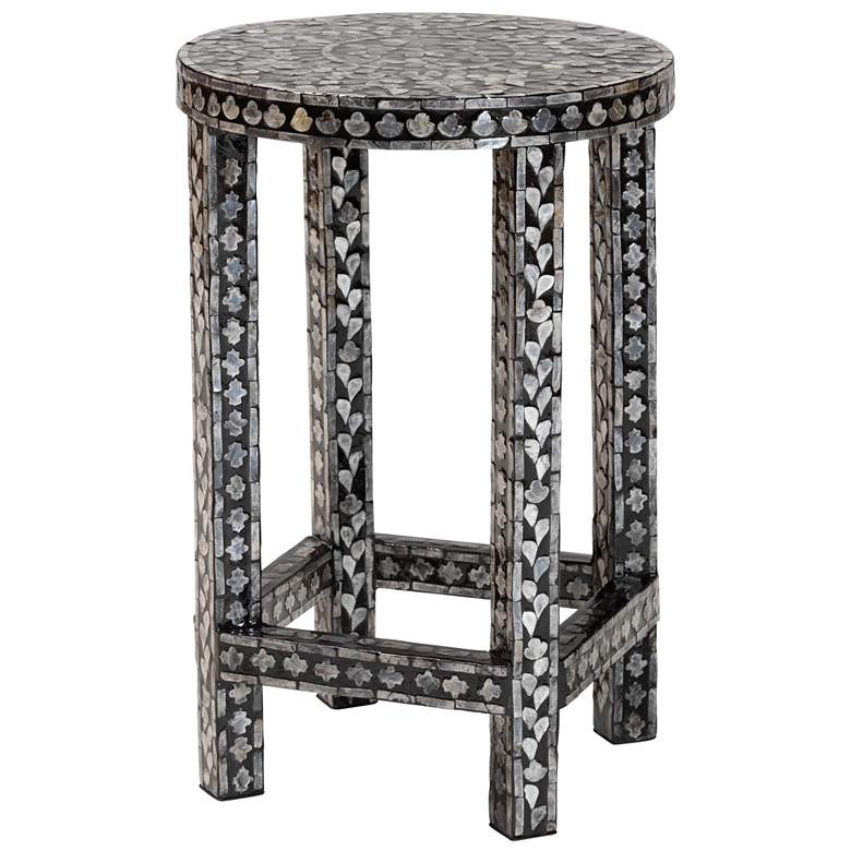 Image 1 bali & pari Elara Black and White Mother of Pearl Capiz Shell End Table