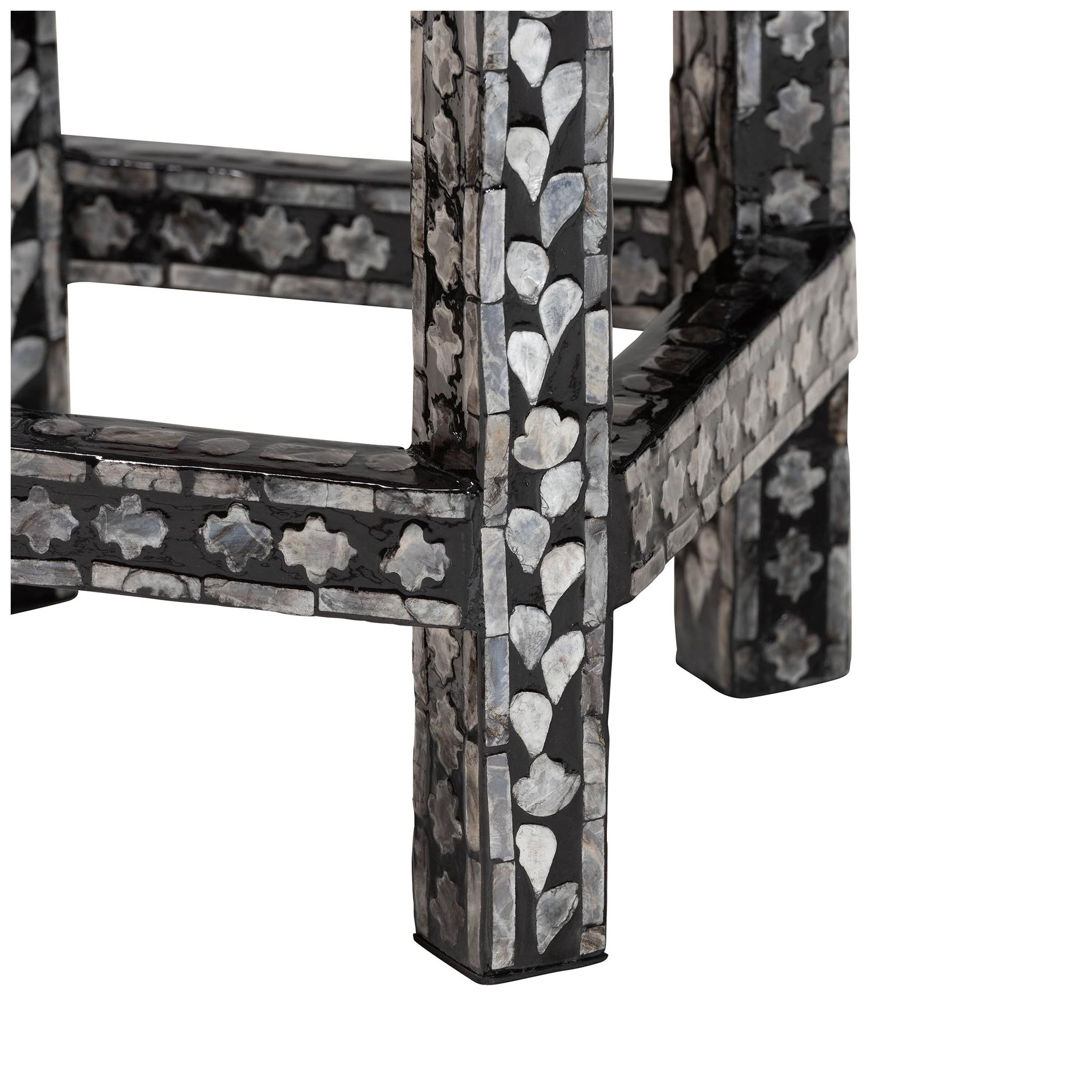 bali & pari Elara Black and White Mother of Pearl Capiz Shell End Table