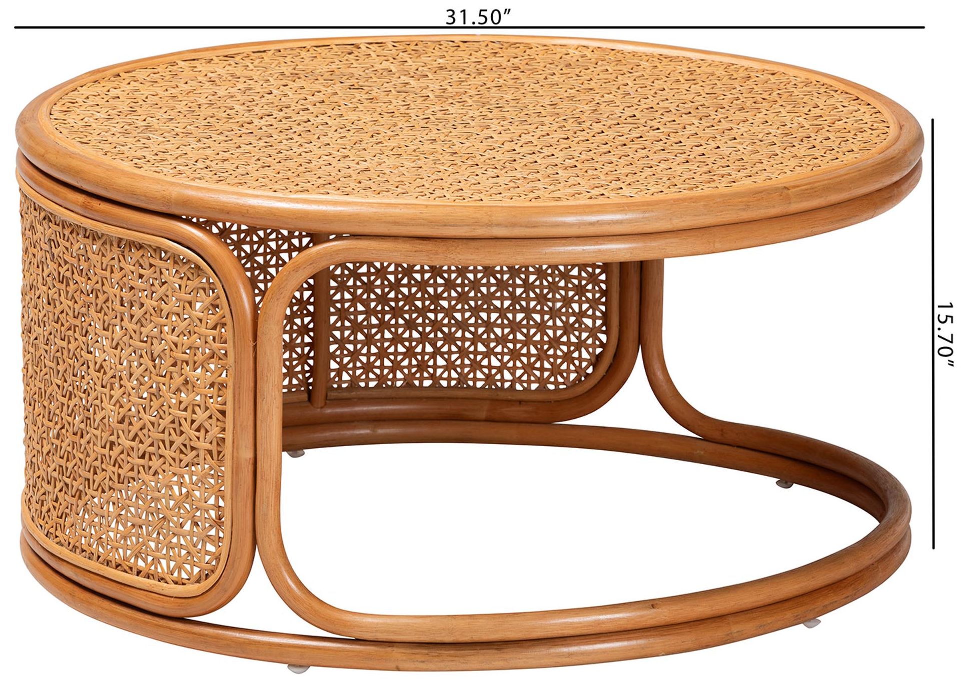 bali & pari Eldon Bohemian Honey Rattan Coffee Table