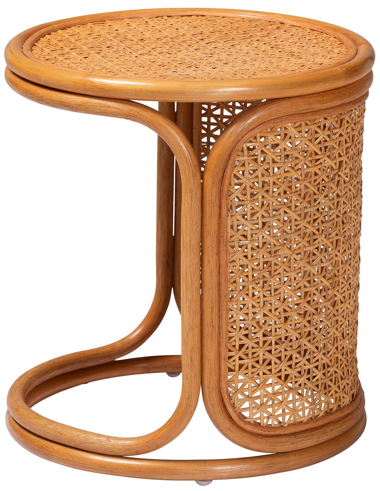 Image 3 bali & pari Eldon Bohemian Honey Rattan End Table more views