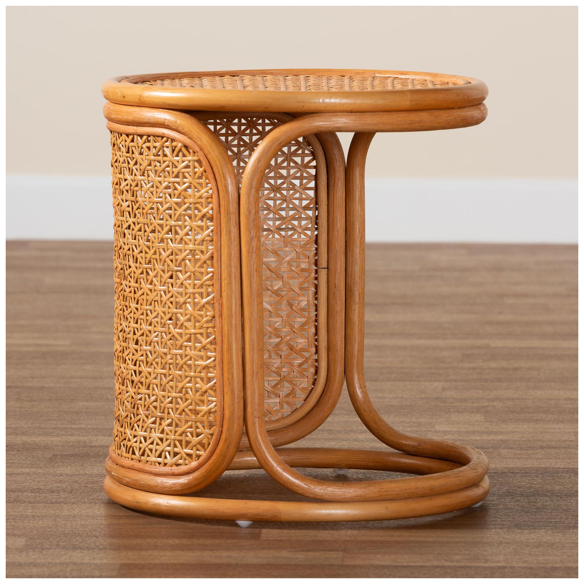 Image 7 bali & pari Eldon Bohemian Honey Rattan End Table more views