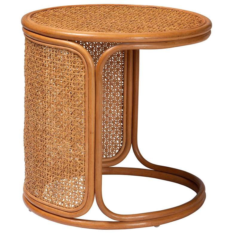 Image 1 bali & pari Eldon Bohemian Honey Rattan Large End Table