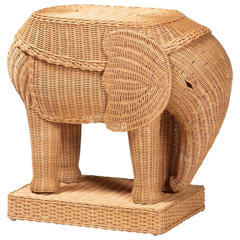 Image 1 bali & pari Elissa Bohemian Light Honey Rattan Elephant End Table