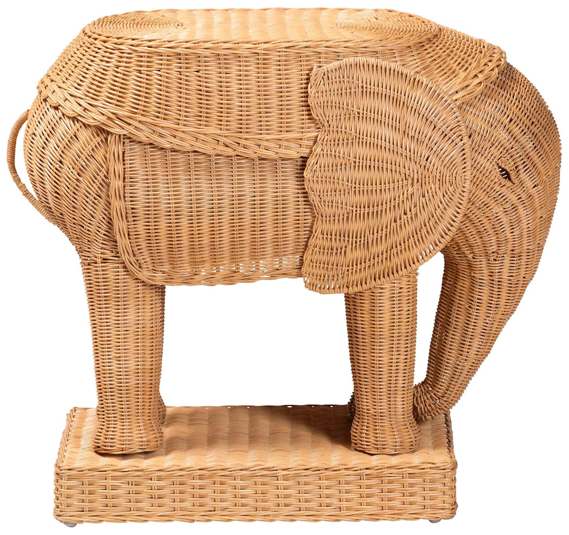 Image 3 bali & pari Elissa Bohemian Light Honey Rattan Elephant End Table more views