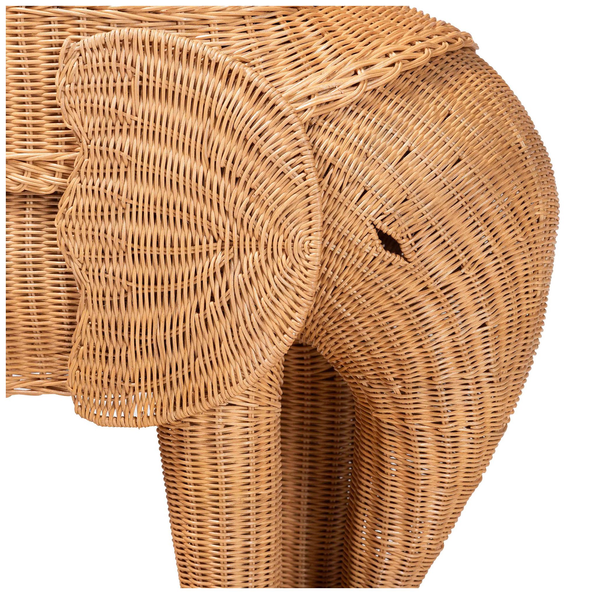 Image 5 bali & pari Elissa Bohemian Light Honey Rattan Elephant End Table more views