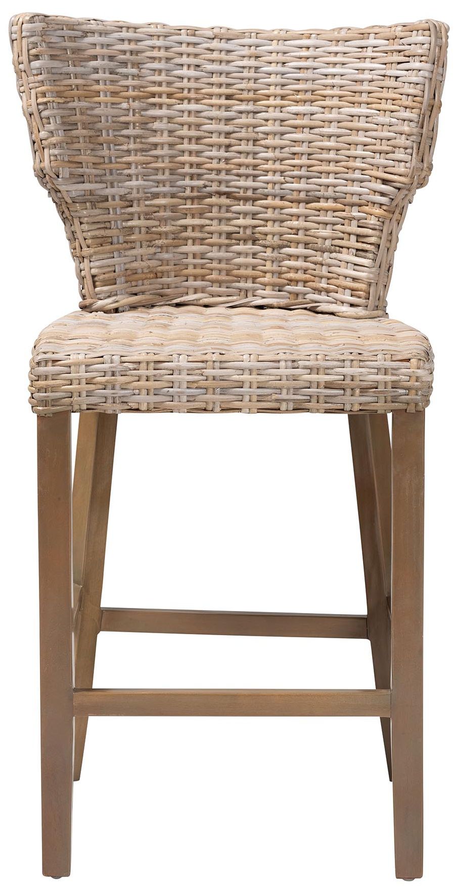 Image 3 bali & pari Enver Modern Grey Kubu Rattan and Mahogany Wood Counter Sto more views