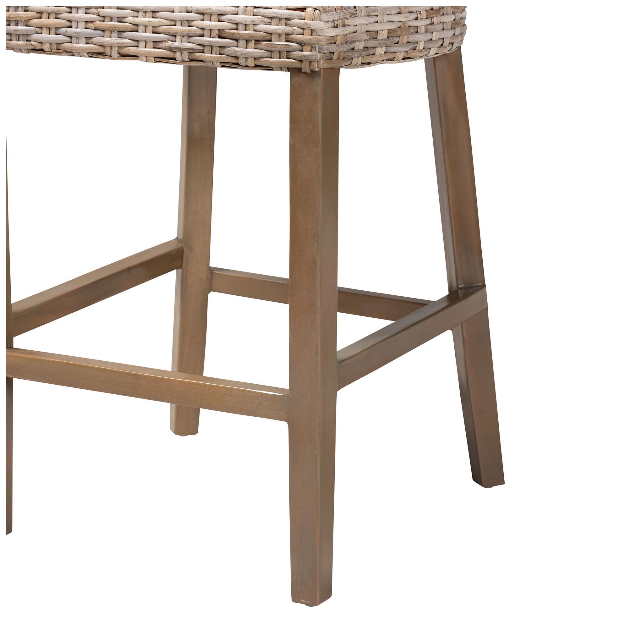 Image 7 bali & pari Enver Modern Grey Kubu Rattan and Mahogany Wood Counter Sto more views