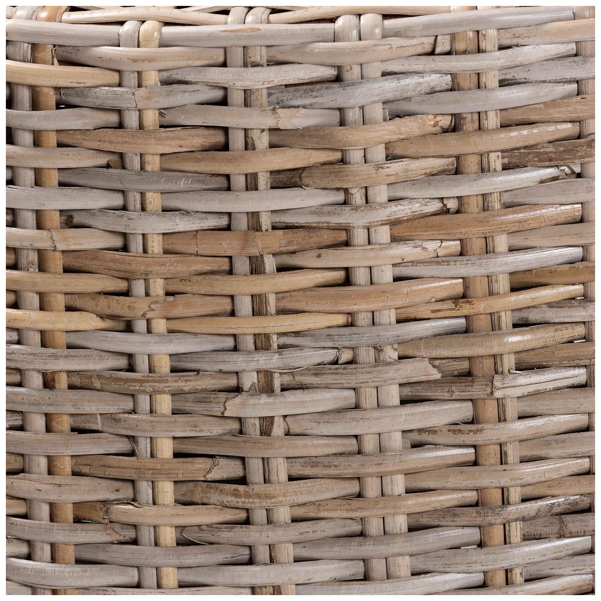 bali & pari Enver Modern Grey Kubu Rattan and Mahogany Wood Counter Sto