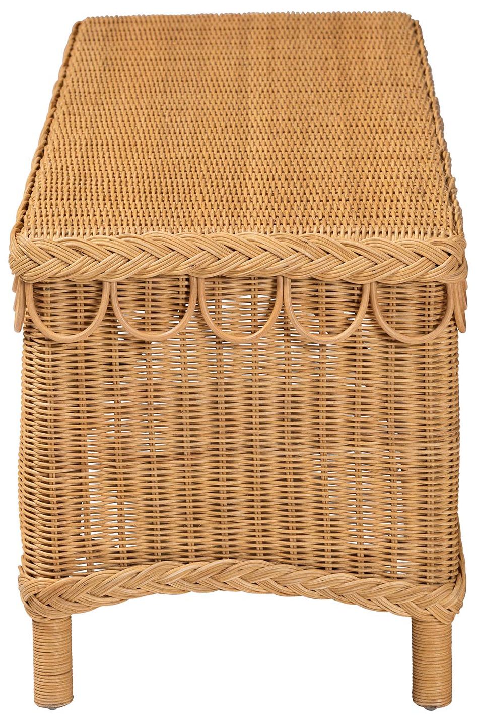 Image 6 bali & pari Erla Light Honey Rattan Accent Bench with Scallop border more views