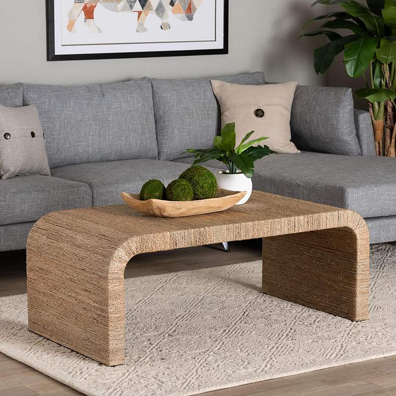 Image 3 bali & pari Eviana Japandi Natural Seagrass Waterfall Coffee Table more views