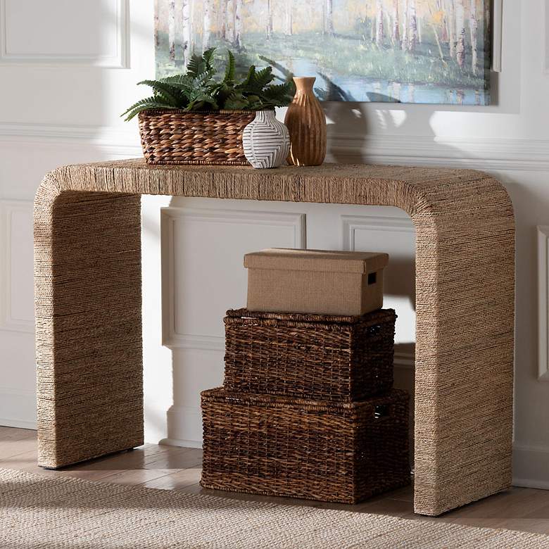 Image 3 bali & pari Eviana Japandi Natural Seagrass Waterfall Console Table more views