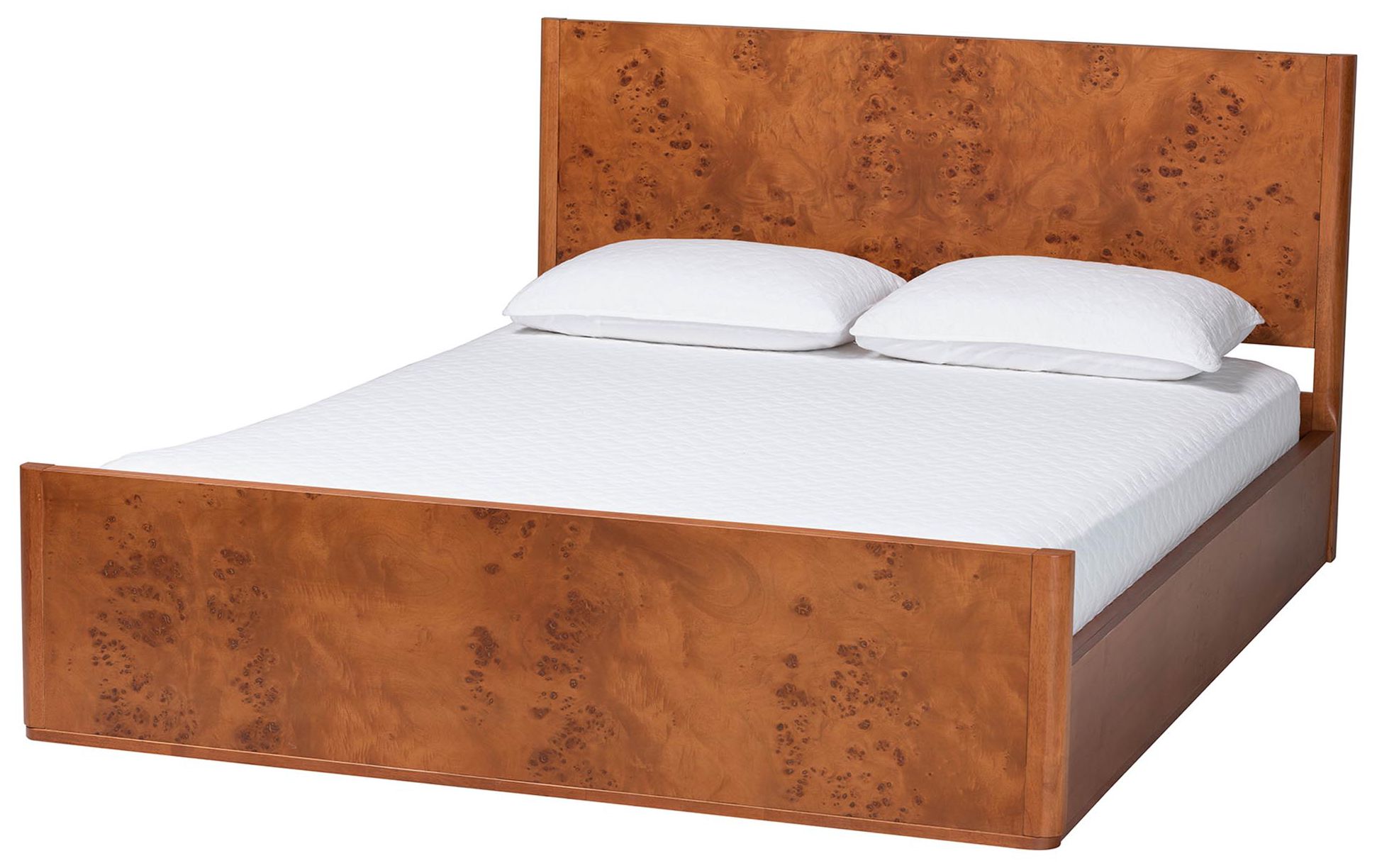 Image 2 bali & pari Fuentes Burl Wood Bed Frame Low-Profile Platform Bed, Queen