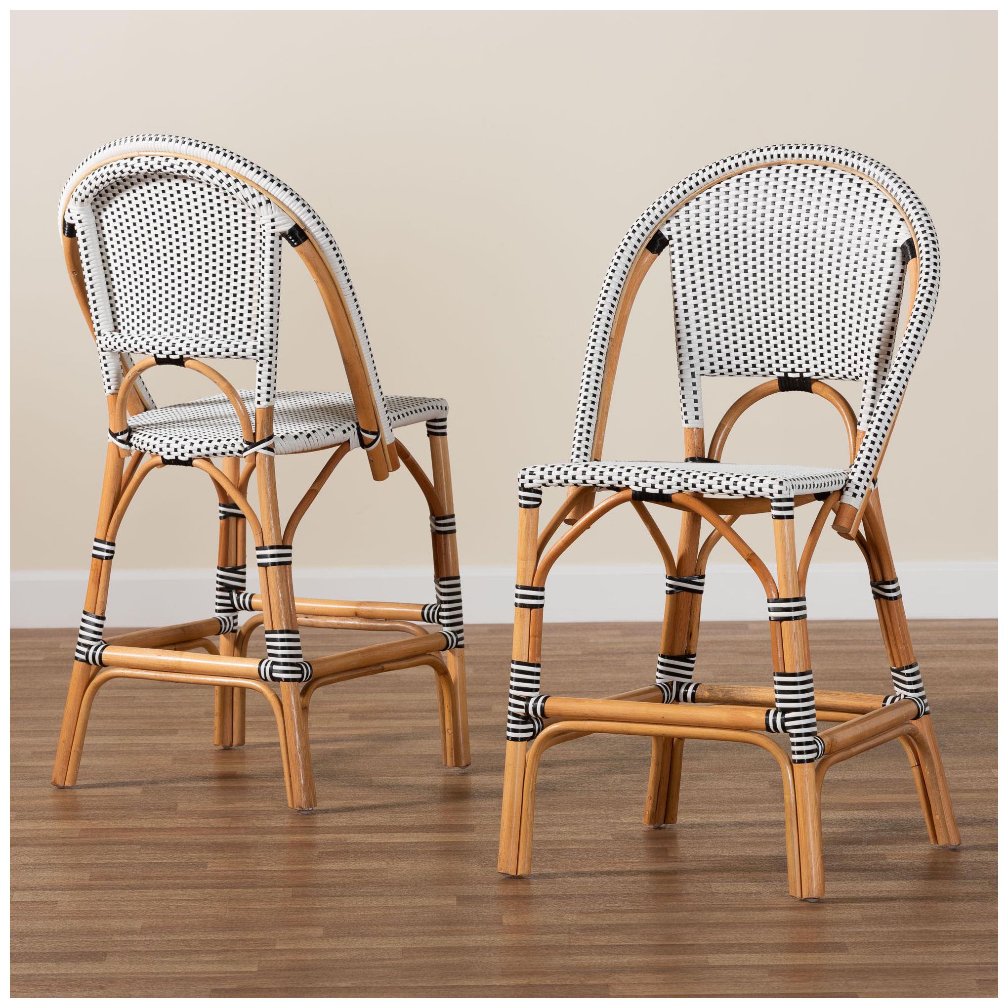 bali & pari Genica Two Tone and Natural Rattan 2 Piece Counter Stool Se