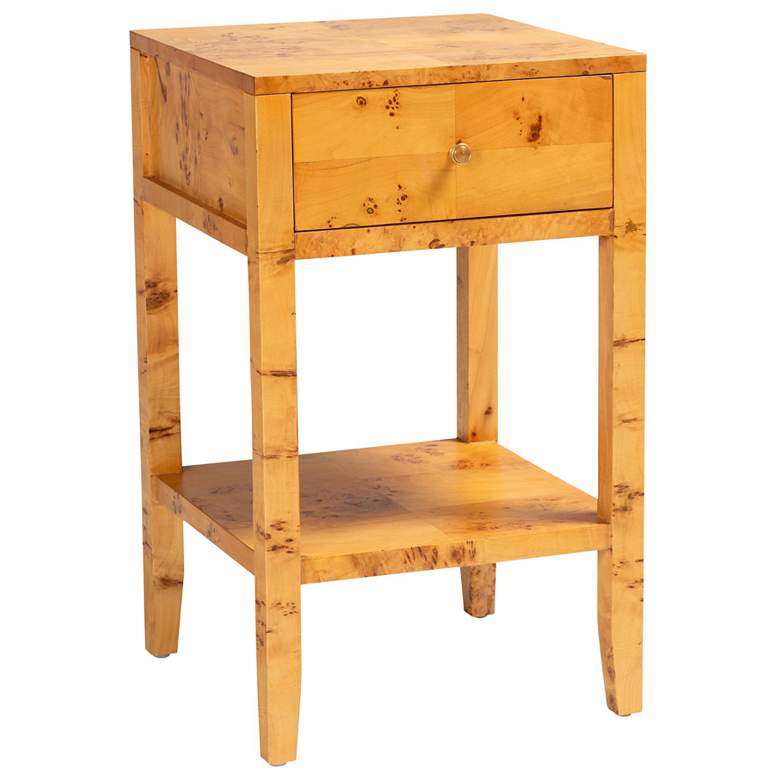 Image 1 bali & pari Ghina Natural Light Mappa Burl Wood 1-Drawer Nightstand