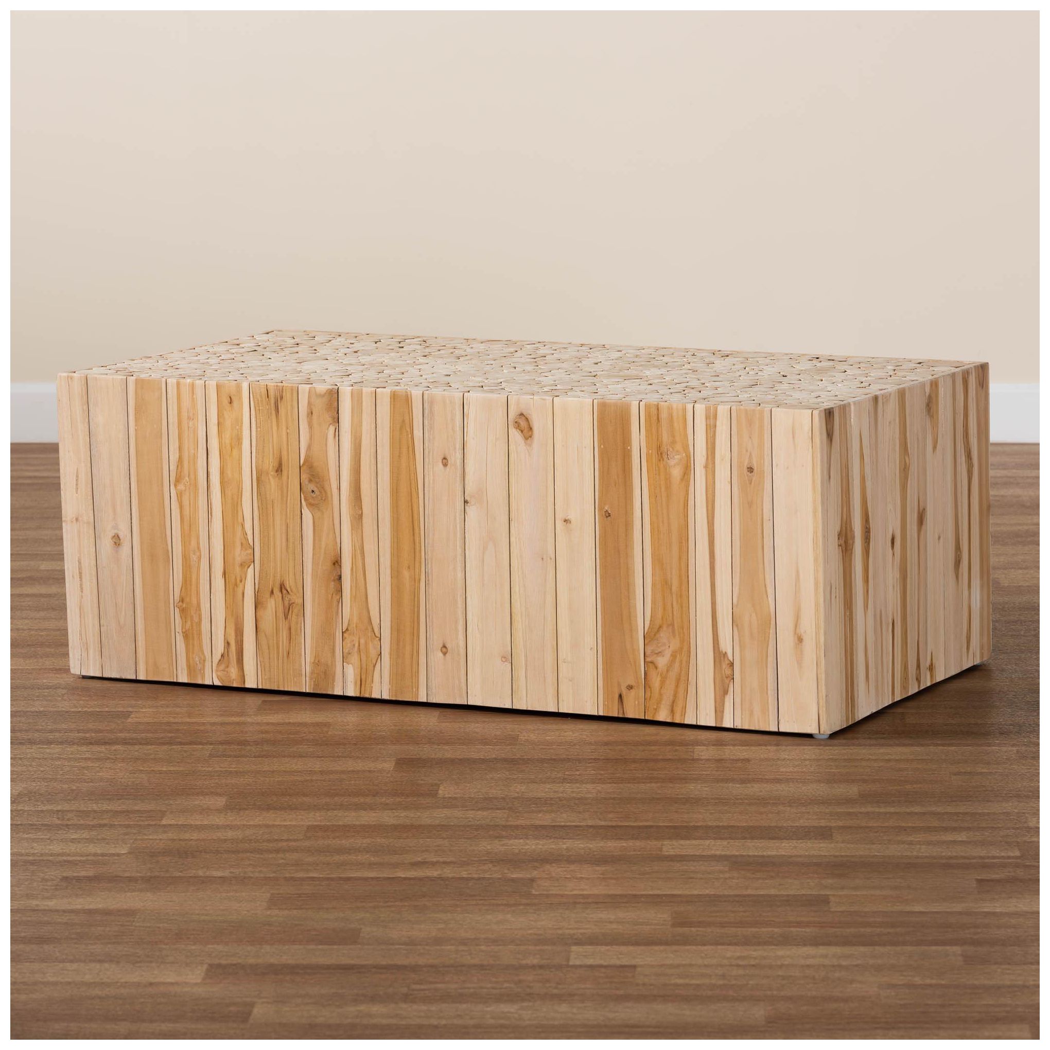 bali & pari Grayson Teak Wood Coffee Table with Unique Repurposed Wood 