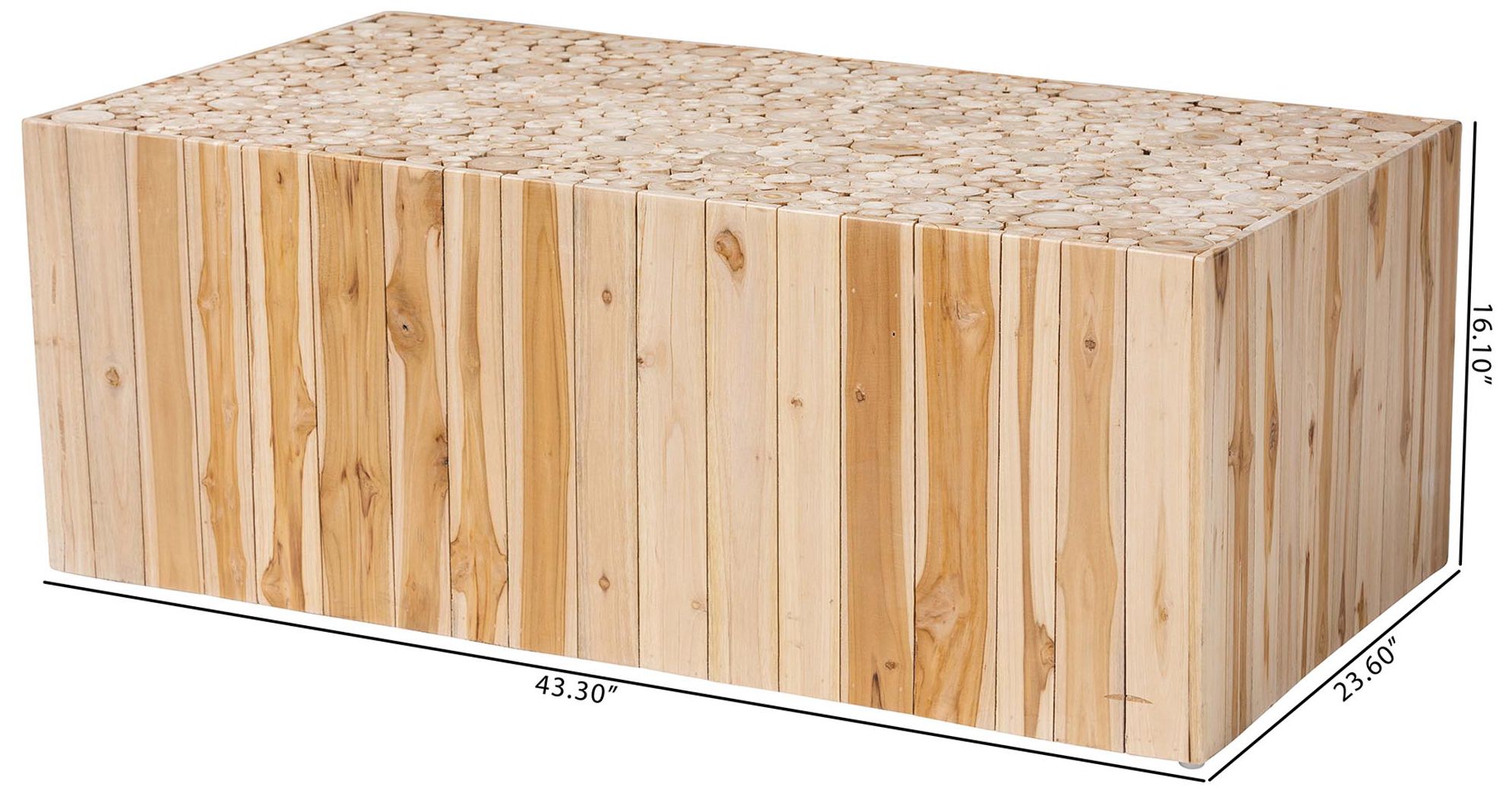 bali & pari Grayson Teak Wood Coffee Table with Unique Repurposed Wood 