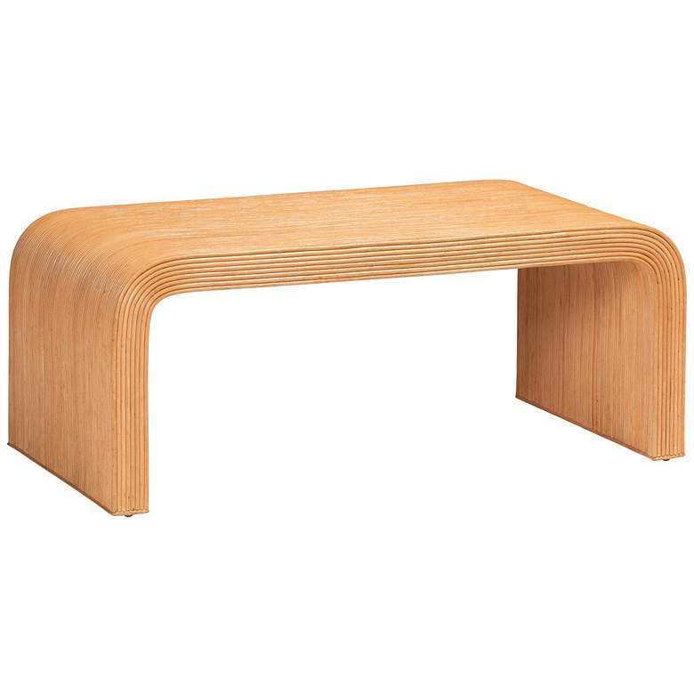 Image 1 bali & pari Guevara Bohemian Light Honey Fluted Rattan Coffee Table