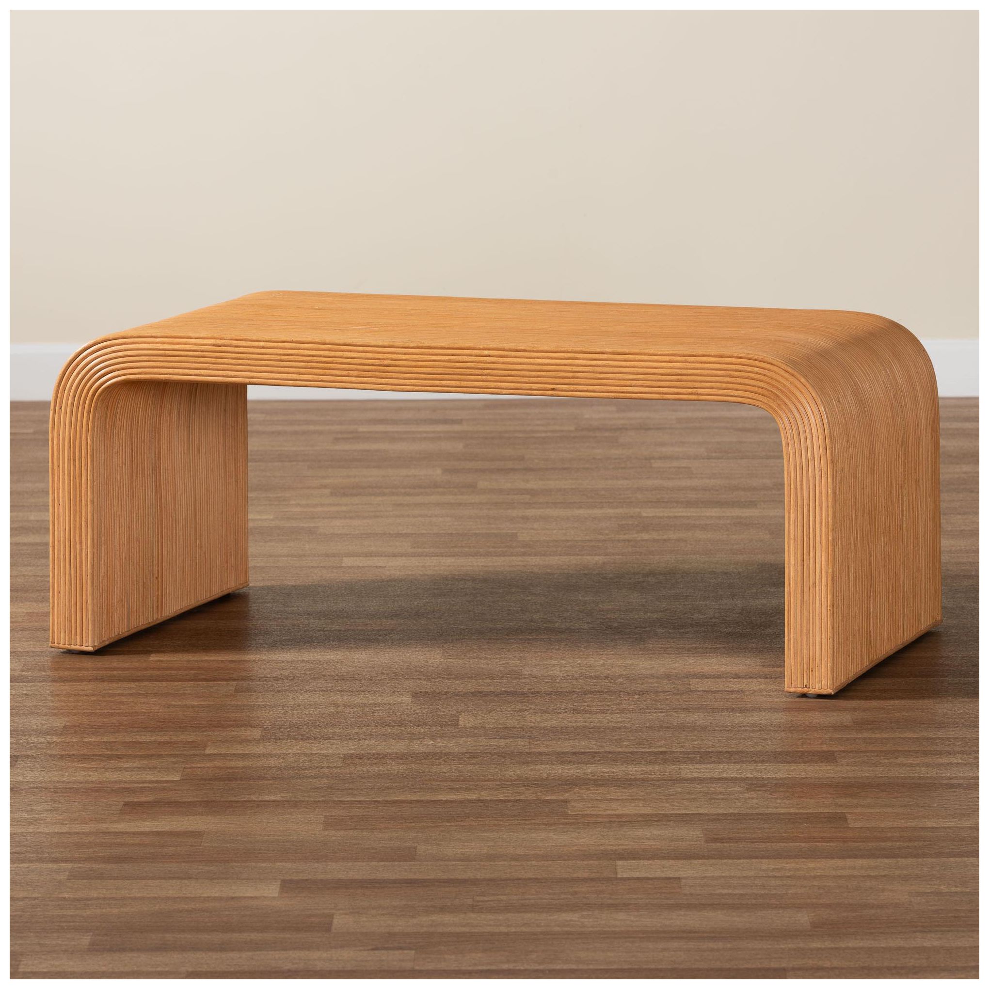 Image 7 bali & pari Guevara Bohemian Light Honey Fluted Rattan Coffee Table more views