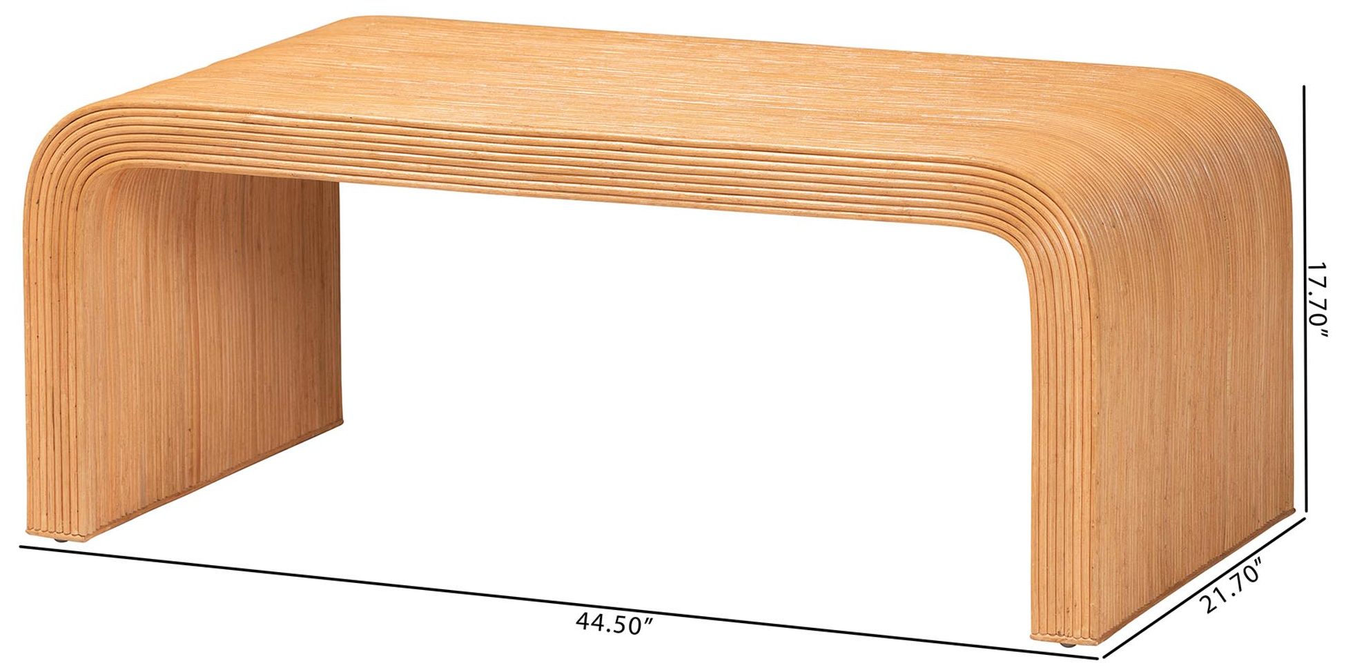 bali & pari Guevara Bohemian Light Honey Fluted Rattan Coffee Table