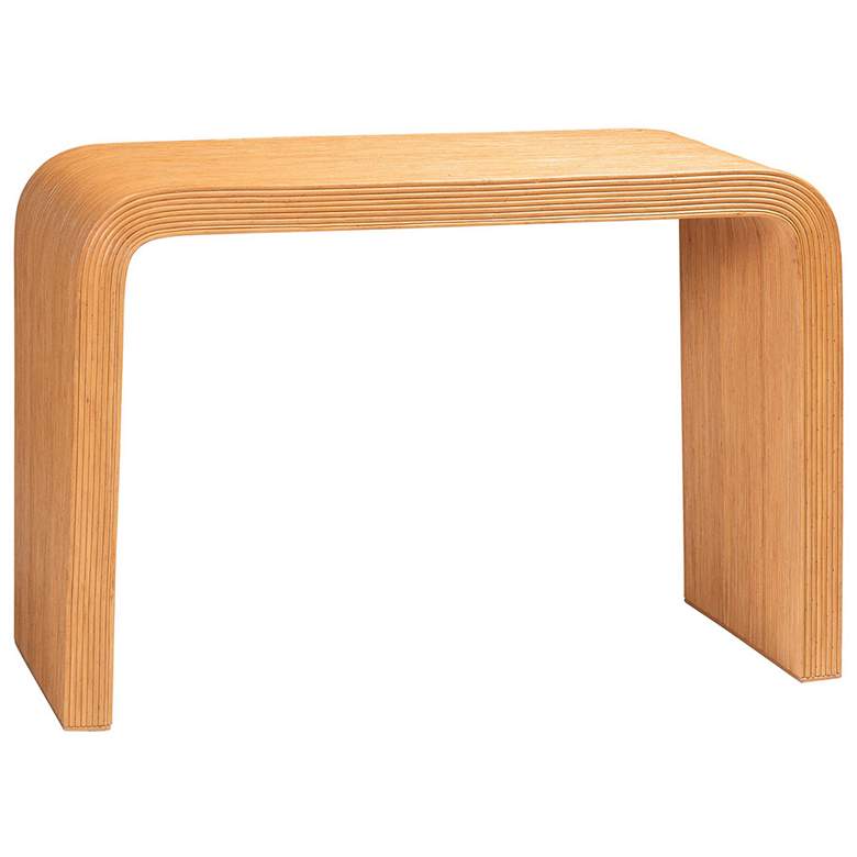 Image 1 bali & pari Guevara Bohemian Light Honey Fluted Rattan Console Table