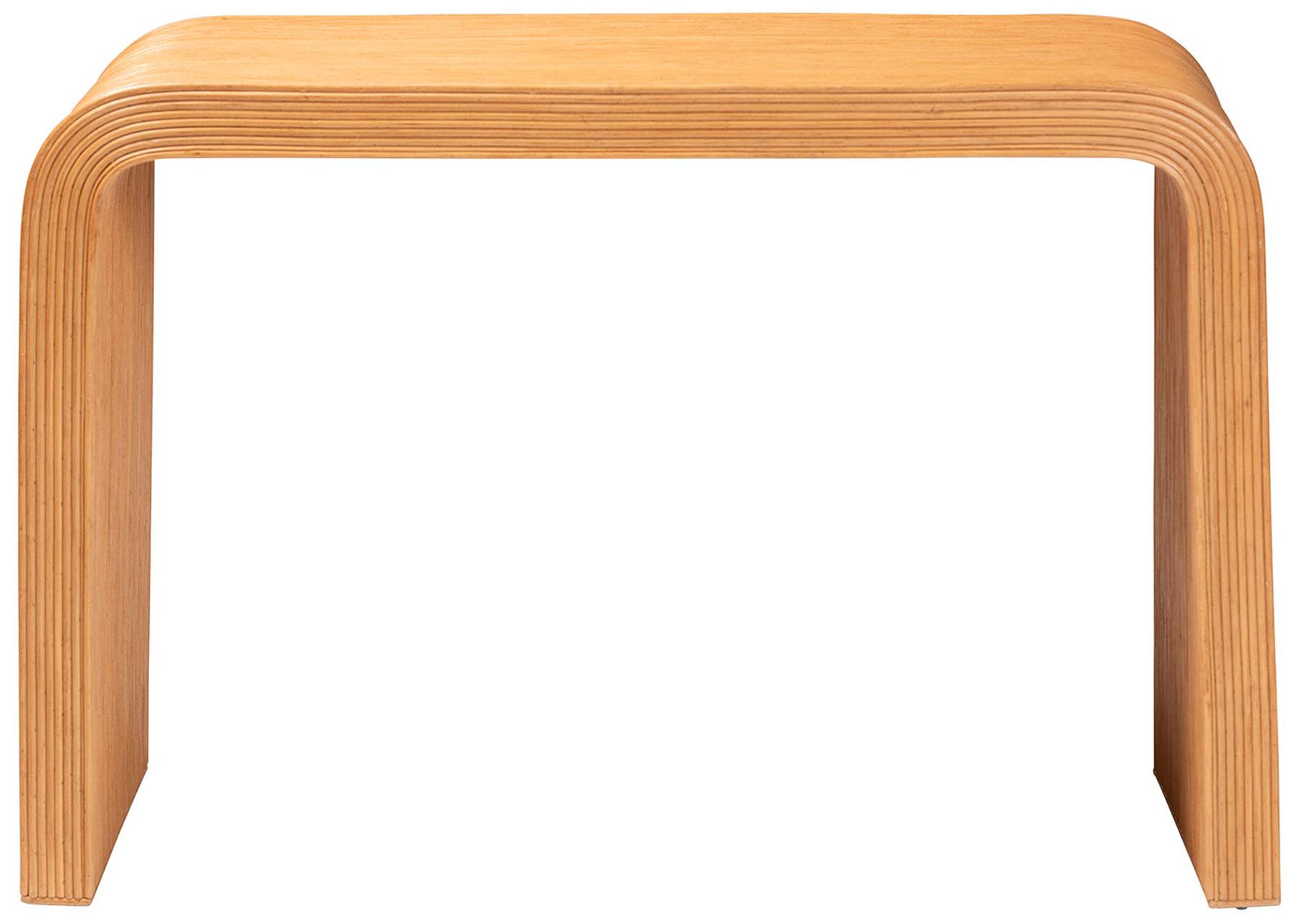 Thumbnail3 of bali & pari Guevara Bohemian Light Honey Fluted Rattan Console Table more views