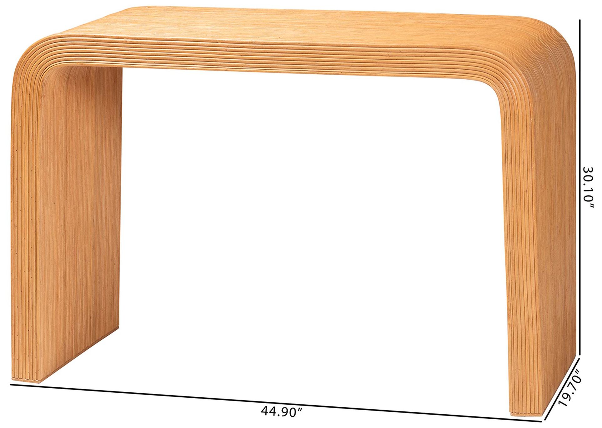 bali & pari Guevara Bohemian Light Honey Fluted Rattan Console Table