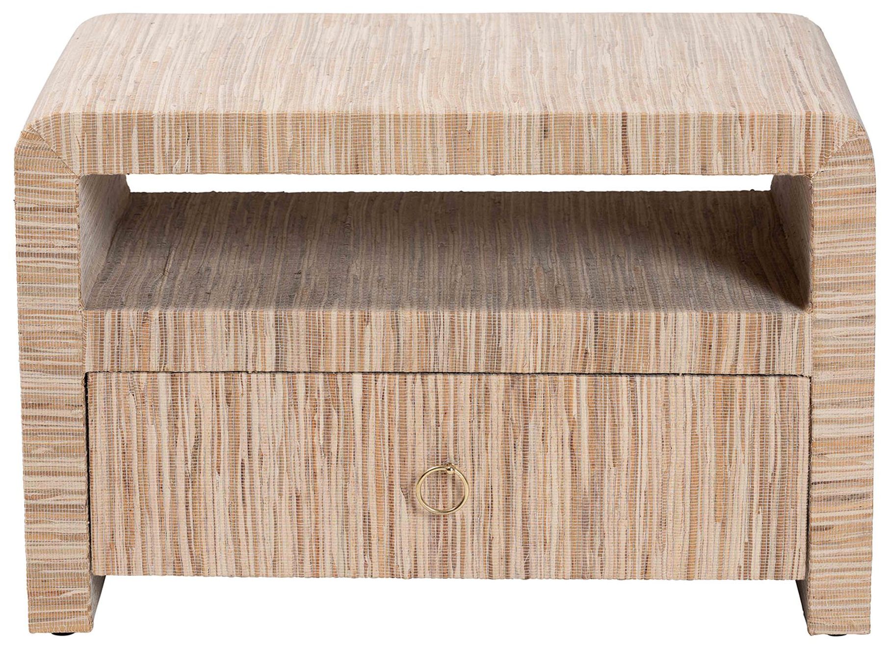 Image 4 bali & pari Hannah Bohemian Woven Grasscloth 1-Drawer Nightstand more views