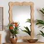 Thumbnail1 of bali & pari Hasana Bohemian Natural Scallop Rattan Accent Wall Mirror
