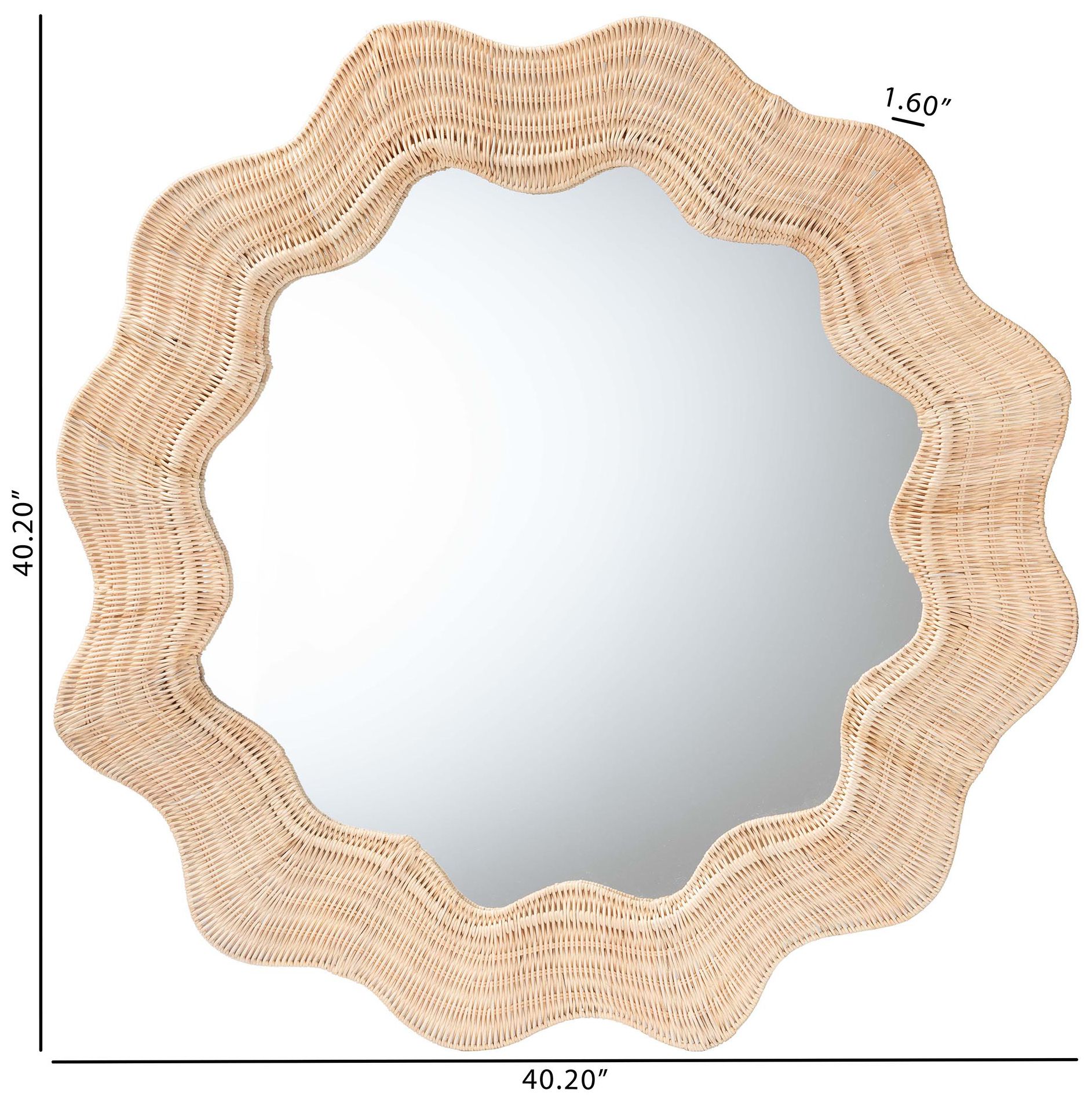 Thumbnail4 of bali & pari Hasana Coastal Scalloped Rattan Round Accent Wall Mirror more views