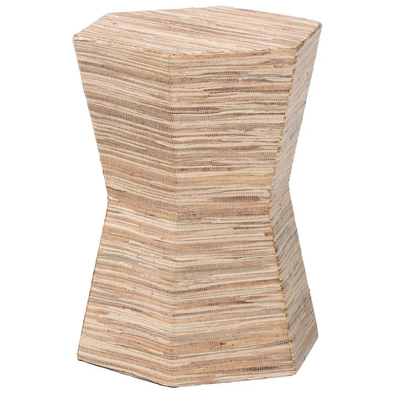 Image 1 Bali & Pari Idana Bohemian Woven Grasscloth Hourglass End Table