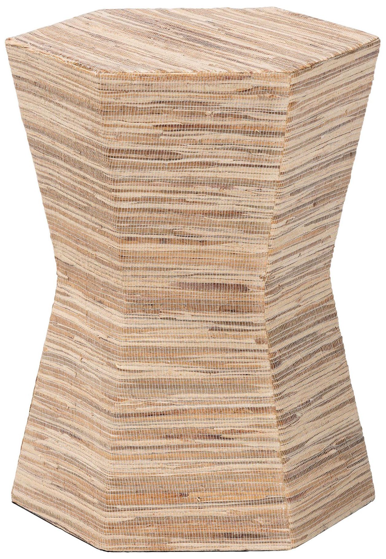 Image 3 Bali & Pari Idana Bohemian Woven Grasscloth Hourglass End Table more views