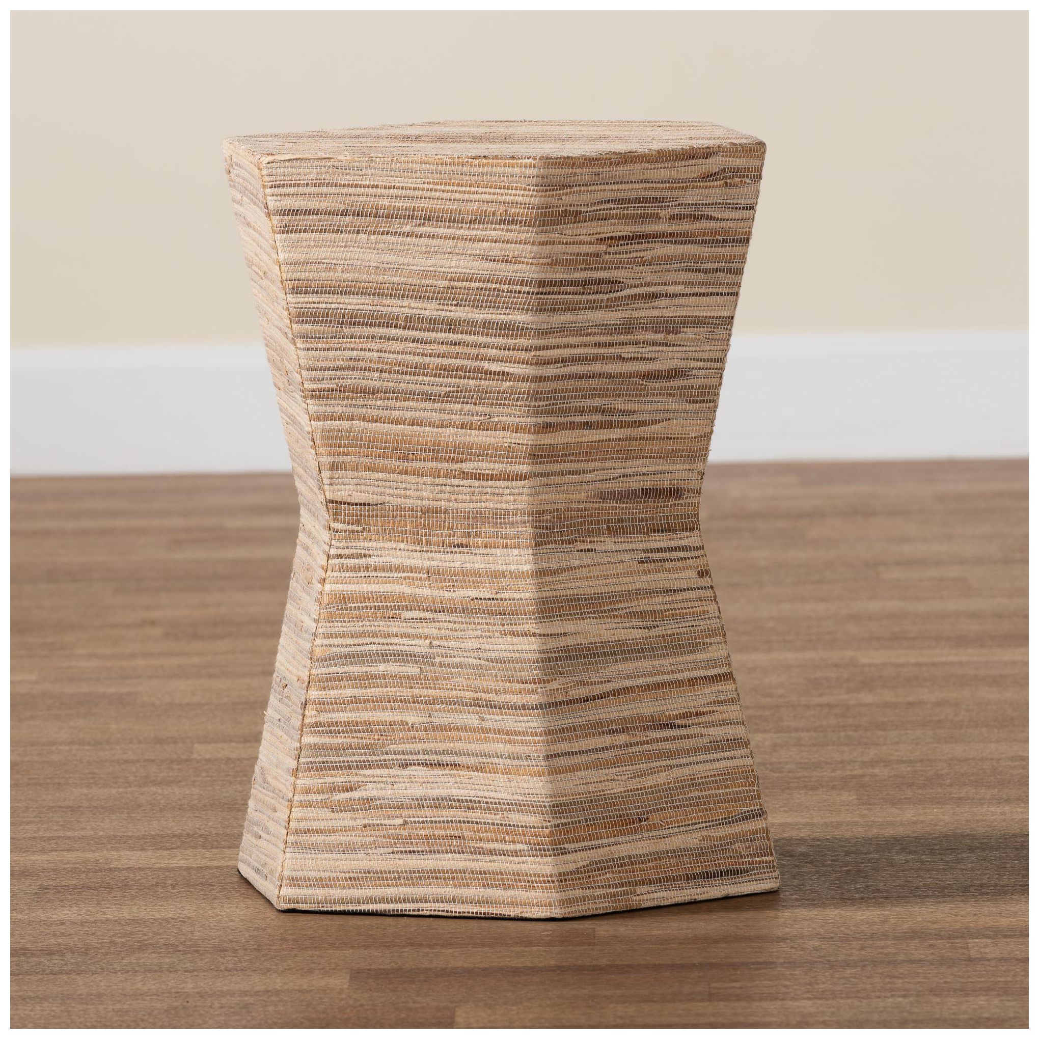 Image 6 Bali & Pari Idana Bohemian Woven Grasscloth Hourglass End Table more views