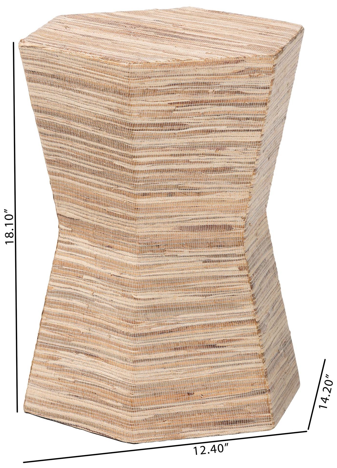 Image 7 Bali & Pari Idana Bohemian Woven Grasscloth Hourglass End Table more views