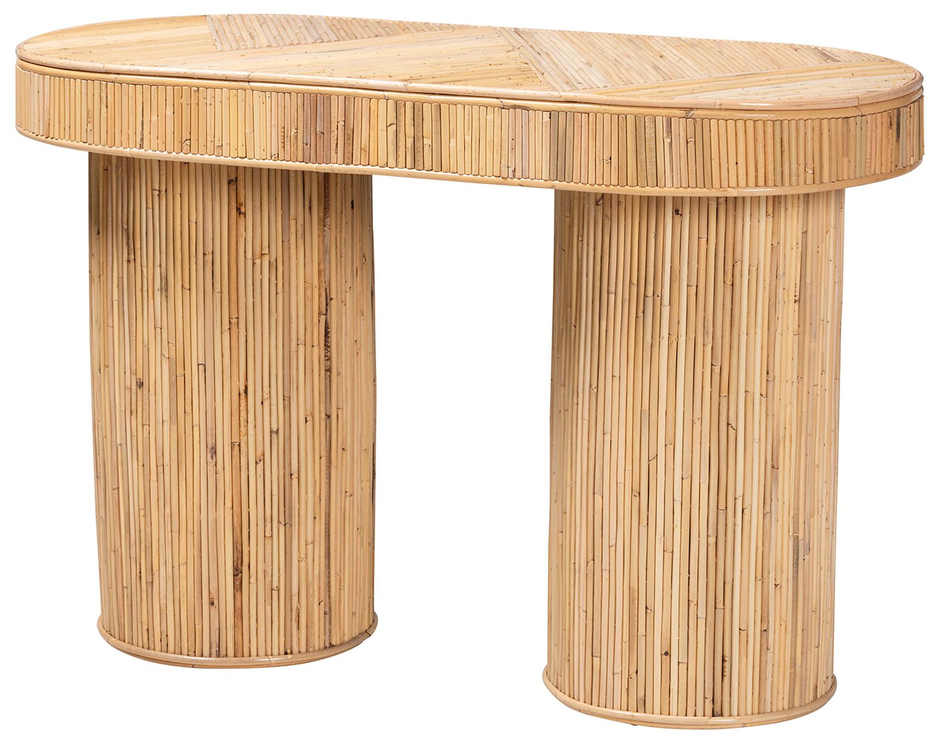 Image 2 bali & pari Iryna Modern Bohemian Natural Rattan Console Table