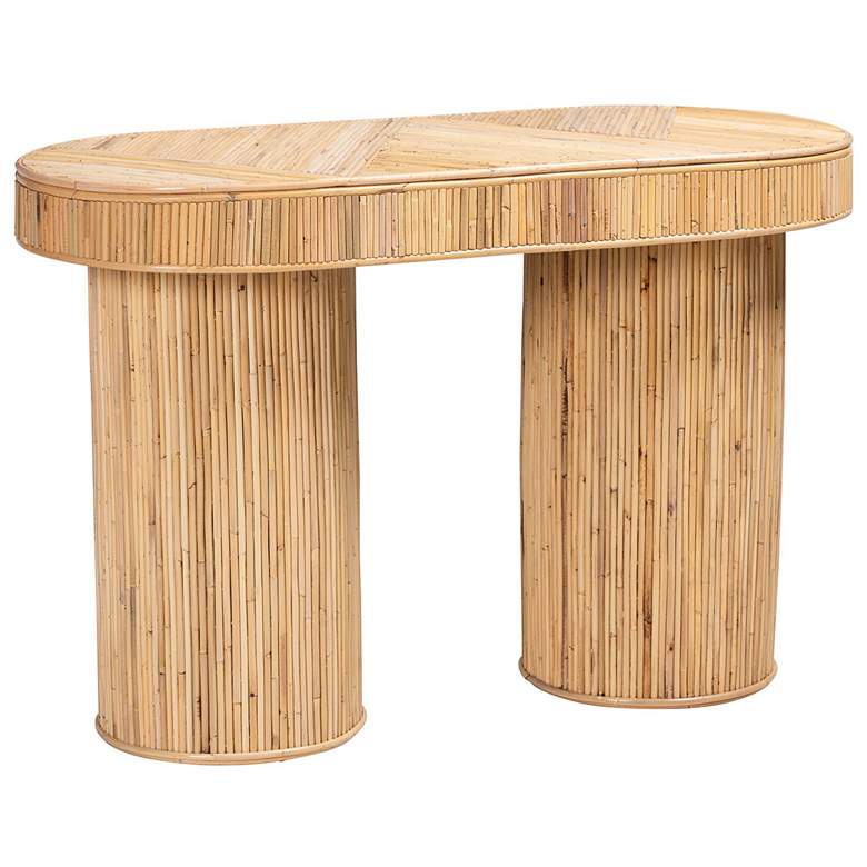 Image 1 bali & pari Iryna Modern Bohemian Natural Rattan Console Table