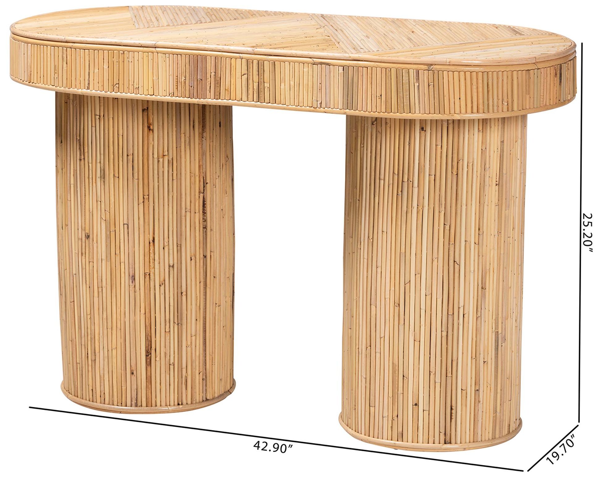 bali & pari Iryna Modern Bohemian Natural Rattan Console Table