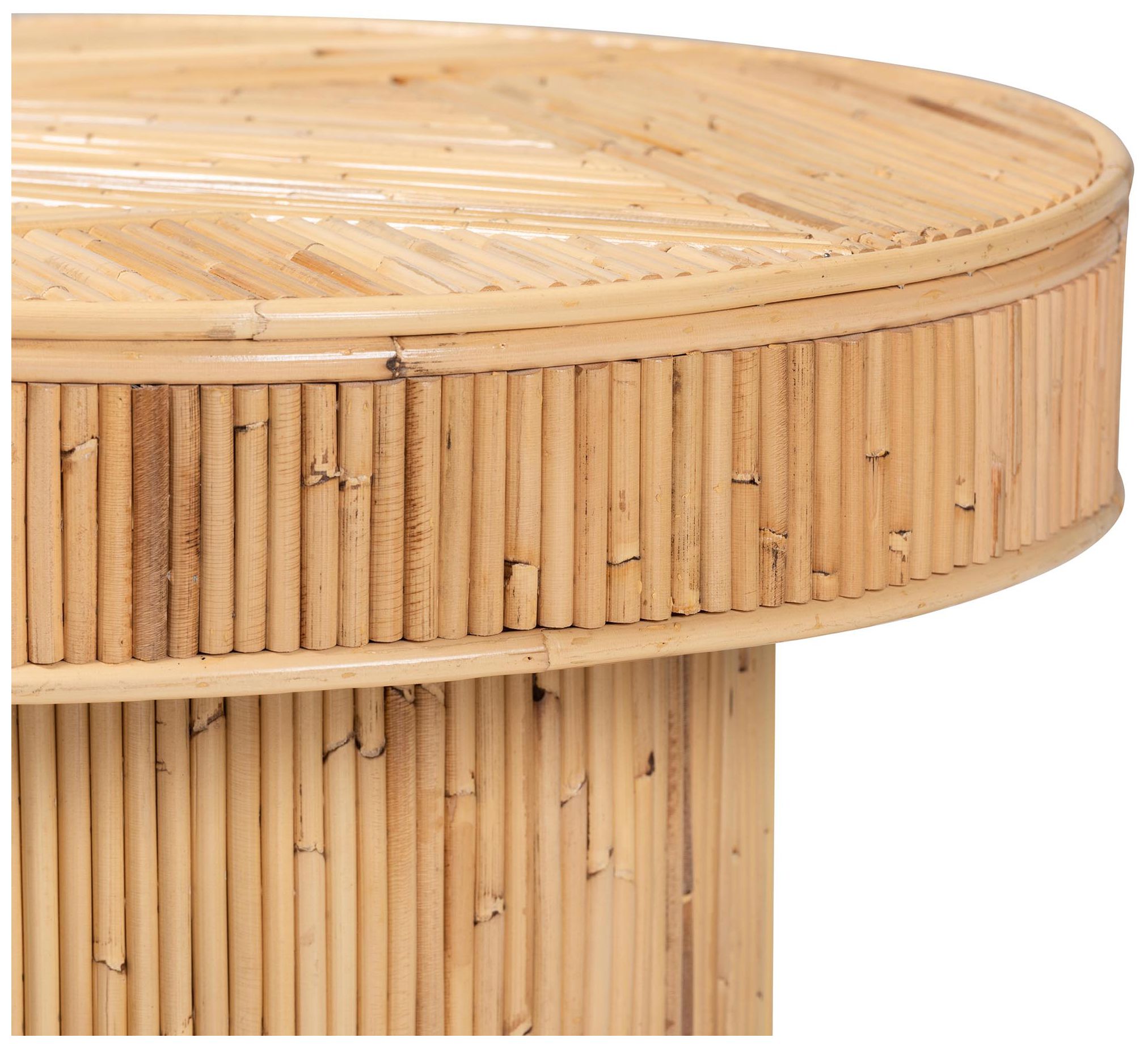 Image 3 bali & pari Iryna Modern Bohemian Natural Rattan End Table more views