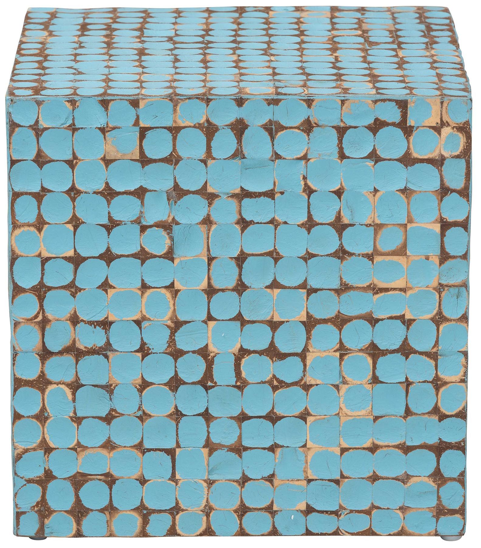 Thumbnail3 of bali & pari Janella Sky Blue Coconut Shell and Acacia Wood End Table more views