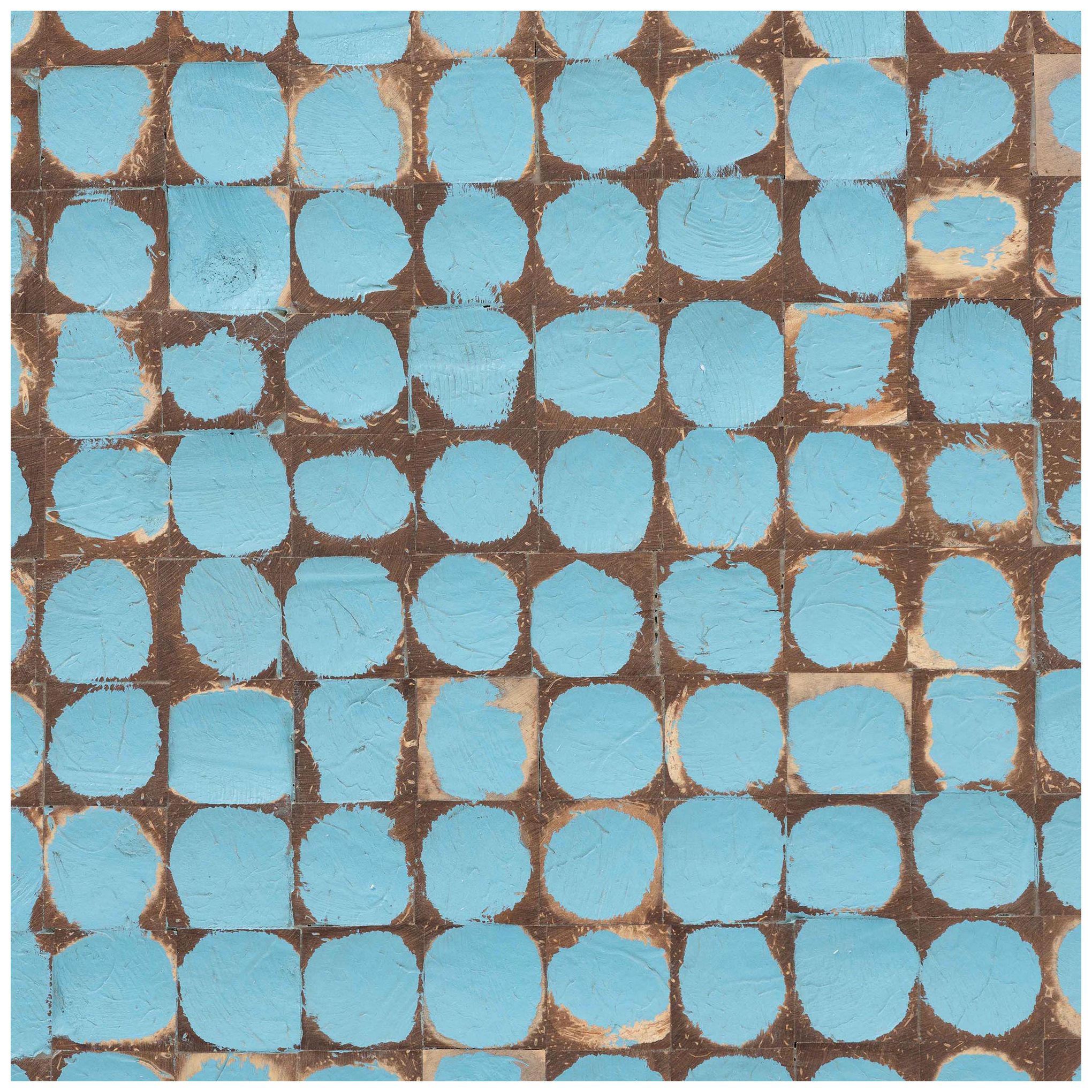 bali & pari Janella Sky Blue Coconut Shell and Acacia Wood End Table