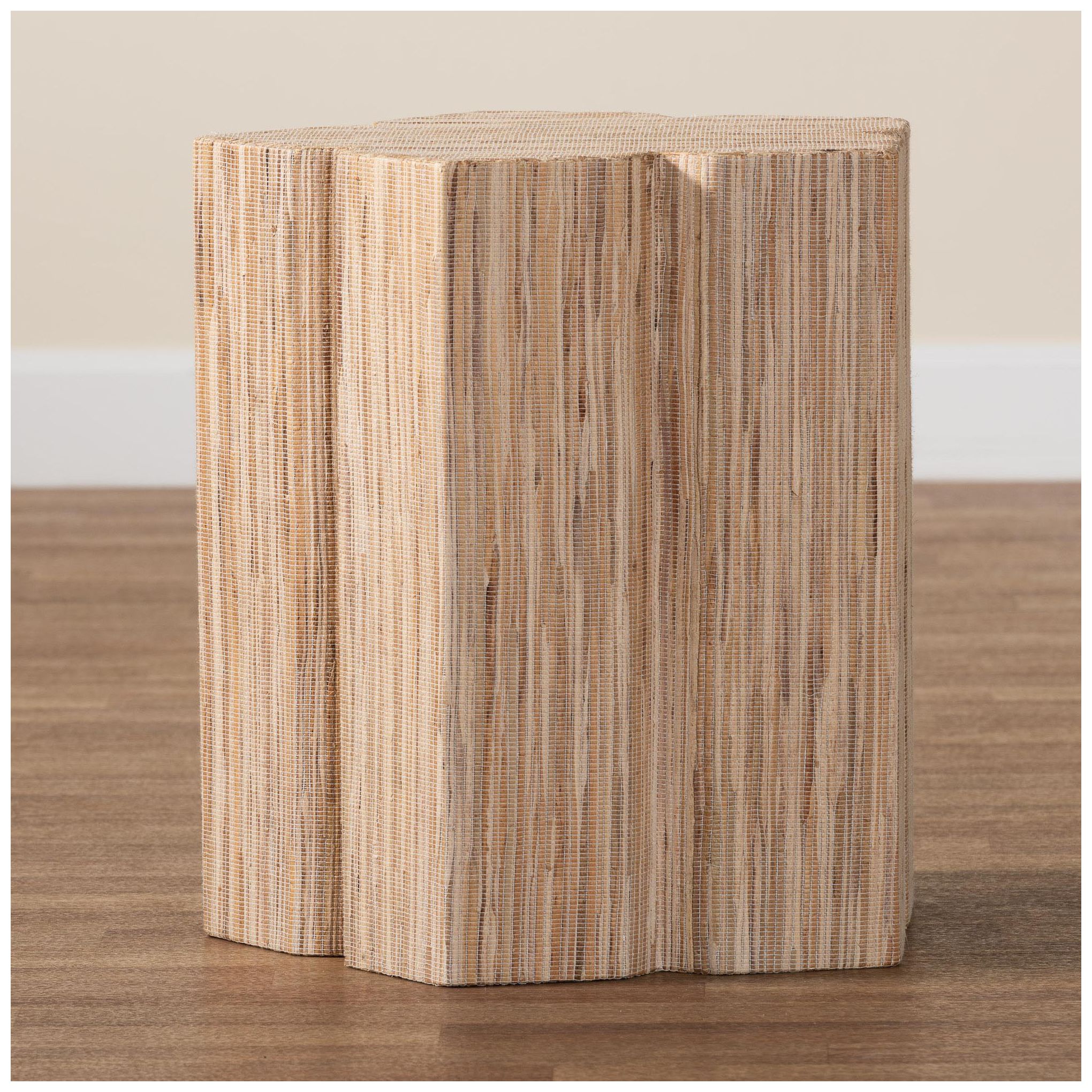 Image 6 bali & pari Janeth Bohemian Woven Grasscloth End Table more views