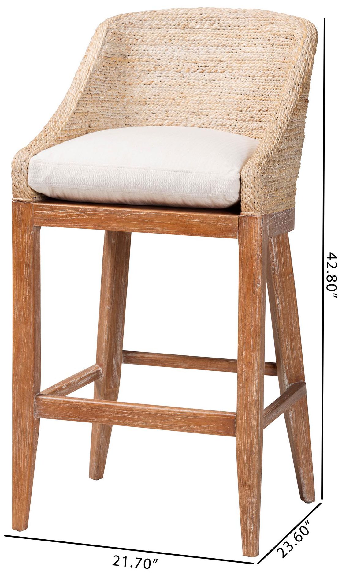 bali &amp; pari Jasper Seagrass Bar Stool with Mahogany Wood Frame
