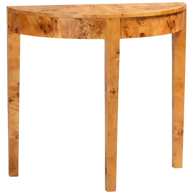 Image 1 bali & pari Jihan Modern Natural Real Burl Wood Half-Moon Console Table