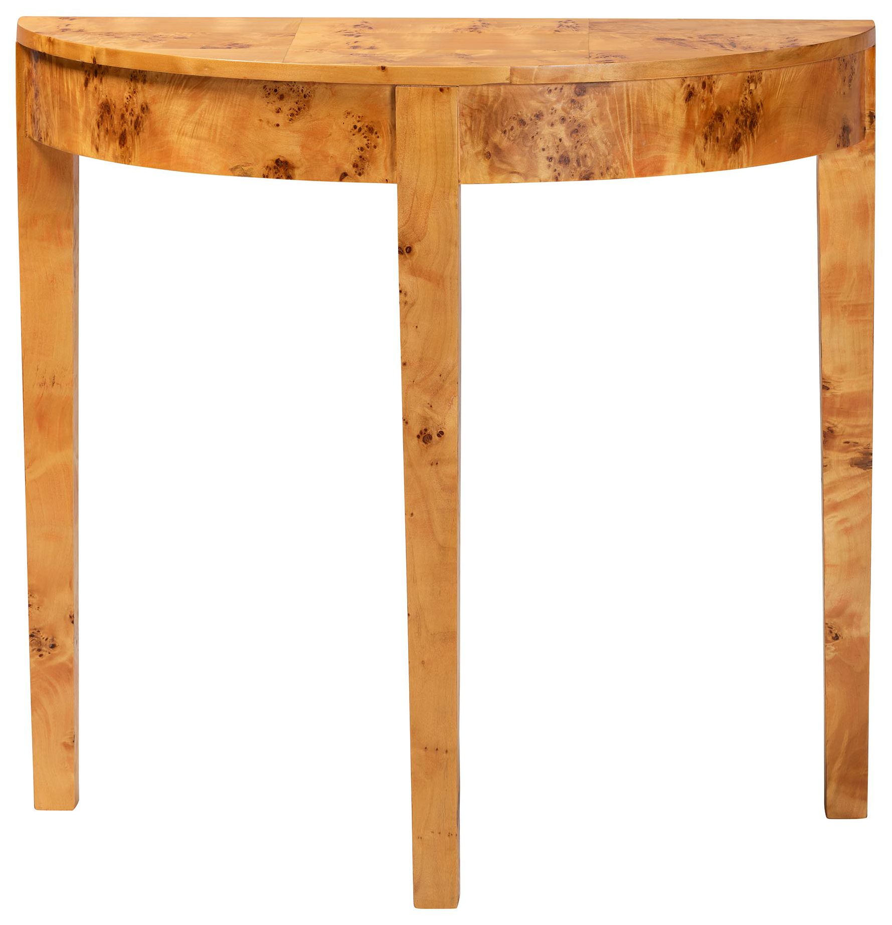 Image 3 bali & pari Jihan Modern Natural Real Burl Wood Half-Moon Console Table more views
