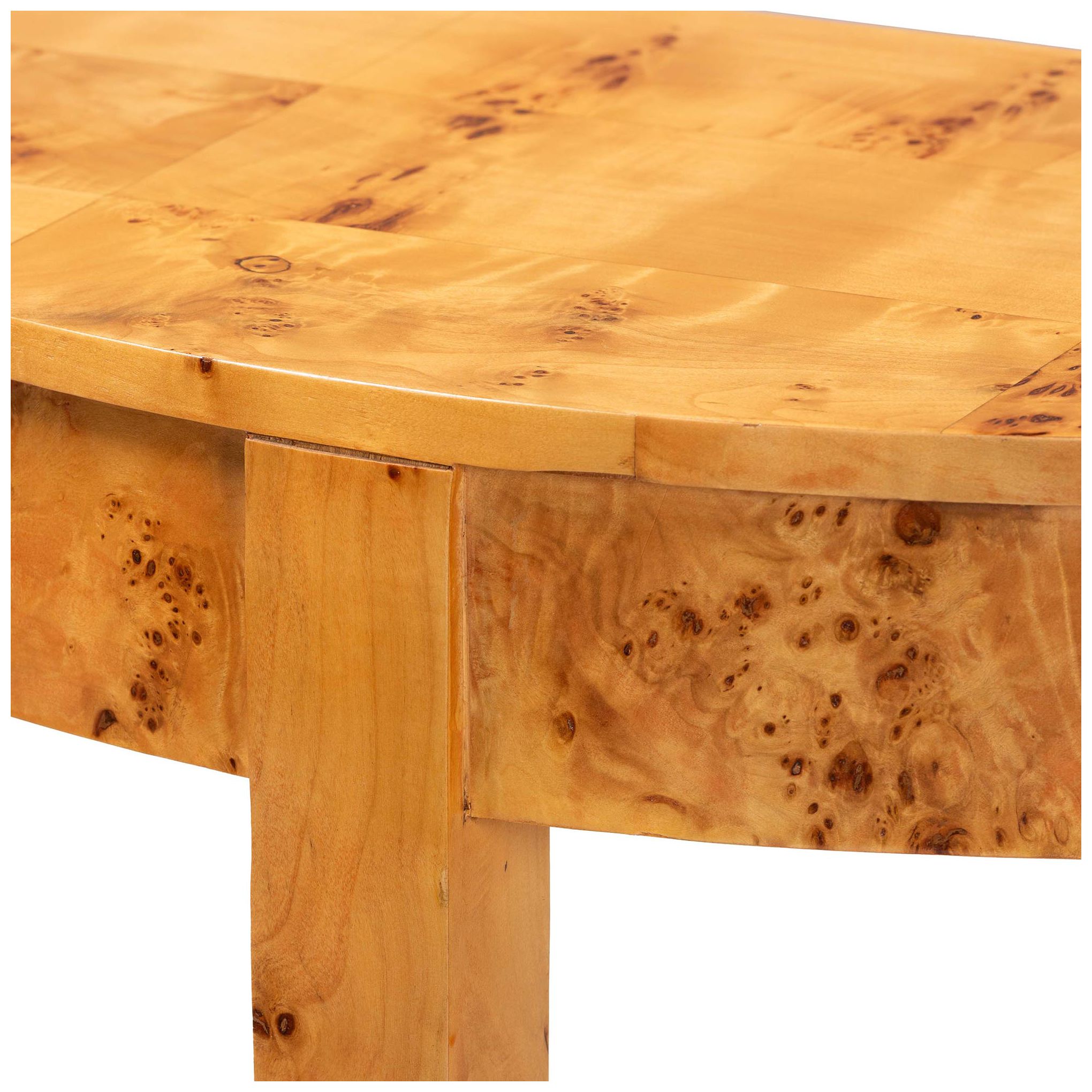 Image 6 bali & pari Jihan Modern Natural Real Burl Wood Half-Moon Console Table more views