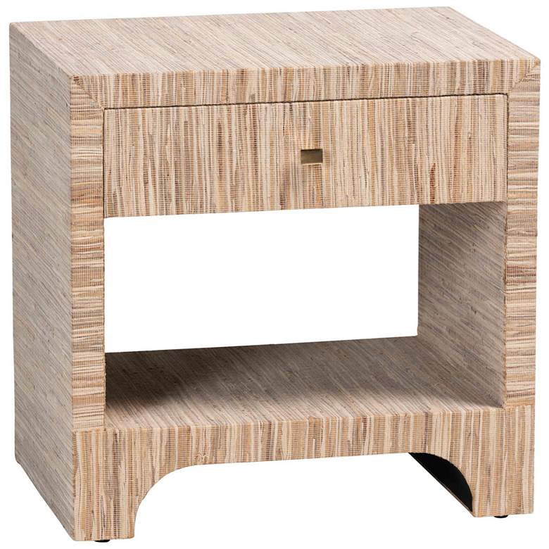 Image 1 bali & pari Julia Bohemian Woven Natural Grasscloth 1-Drawer Nightstand