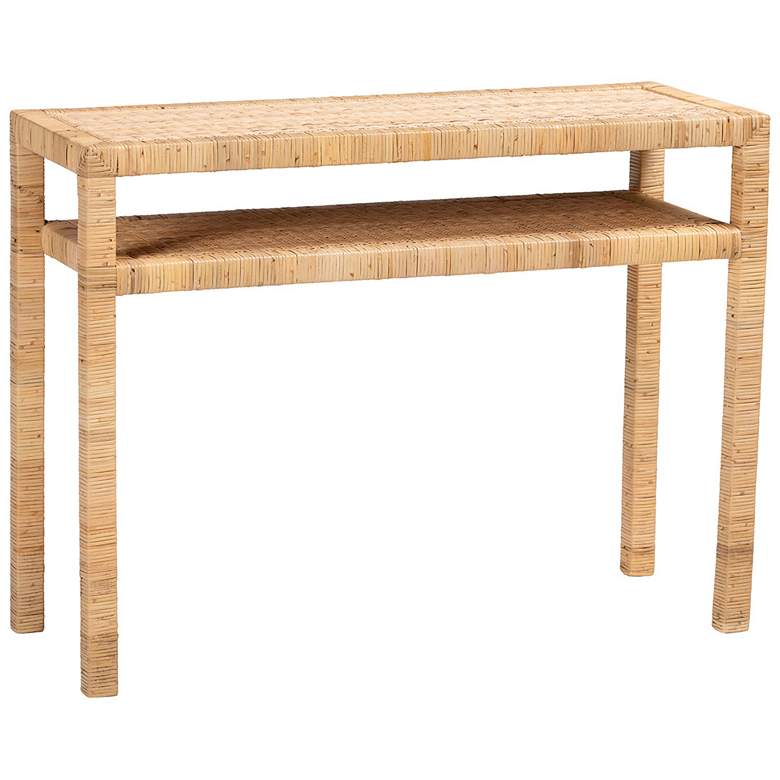 Image 1 bali & pari Kalimantan Light Honey Rattan and Acacia Wood Console Table