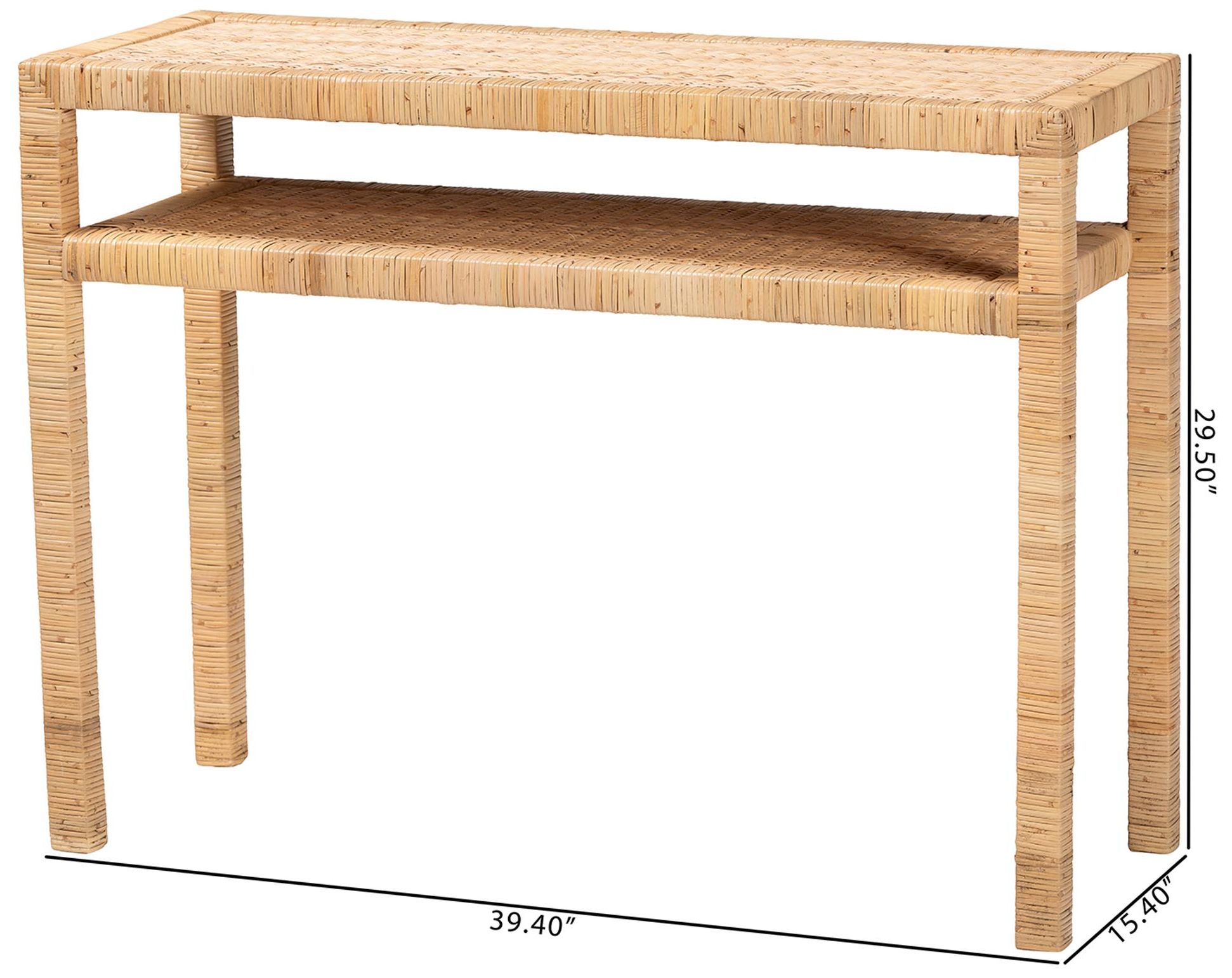 bali & pari Kalimantan Light Honey Rattan and Acacia Wood Console Table