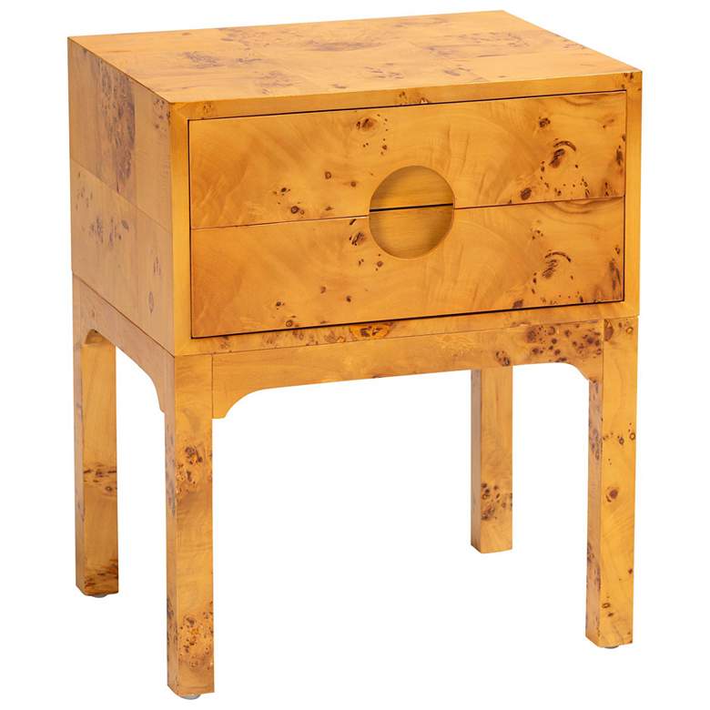 Image 1 bali & pari Kayla Natural Light Mappa Burl Wood 2-Drawer Nightstand