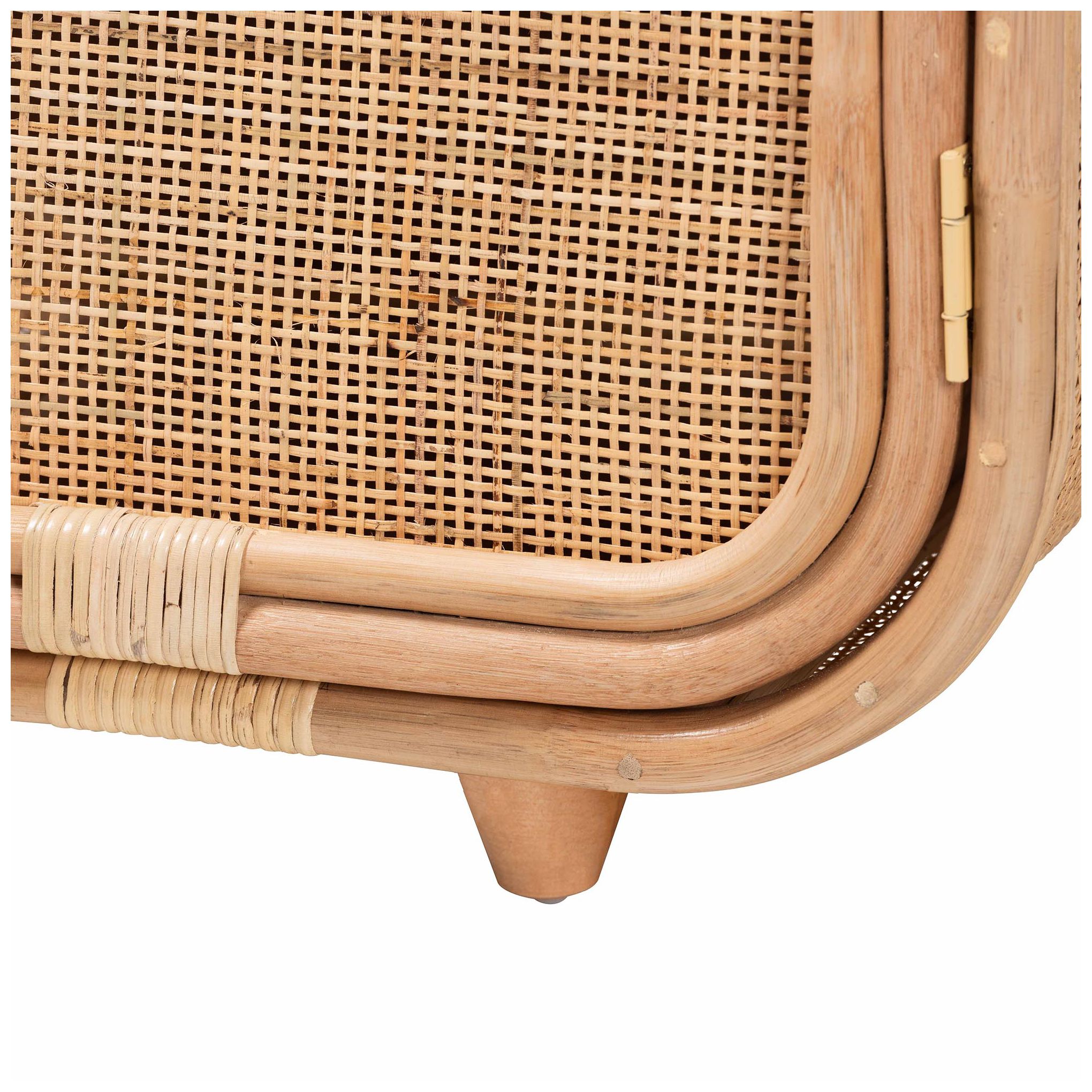 bali & pari Keita Bohemian Natural Rattan and Mahogany Wood Nightstand